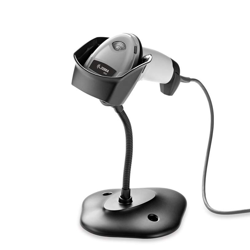Zebra DS2208 White Standard Range 1D/2D Handheld Corded Barcode Scanner Kit – Scanner, Shielded USB Cable & Stand Included