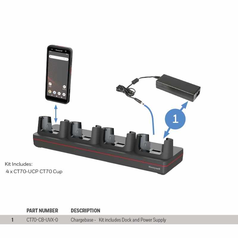 HONEYWELL MULTIDOCK KIT CHARGE 4-BAY CT70 UNIV