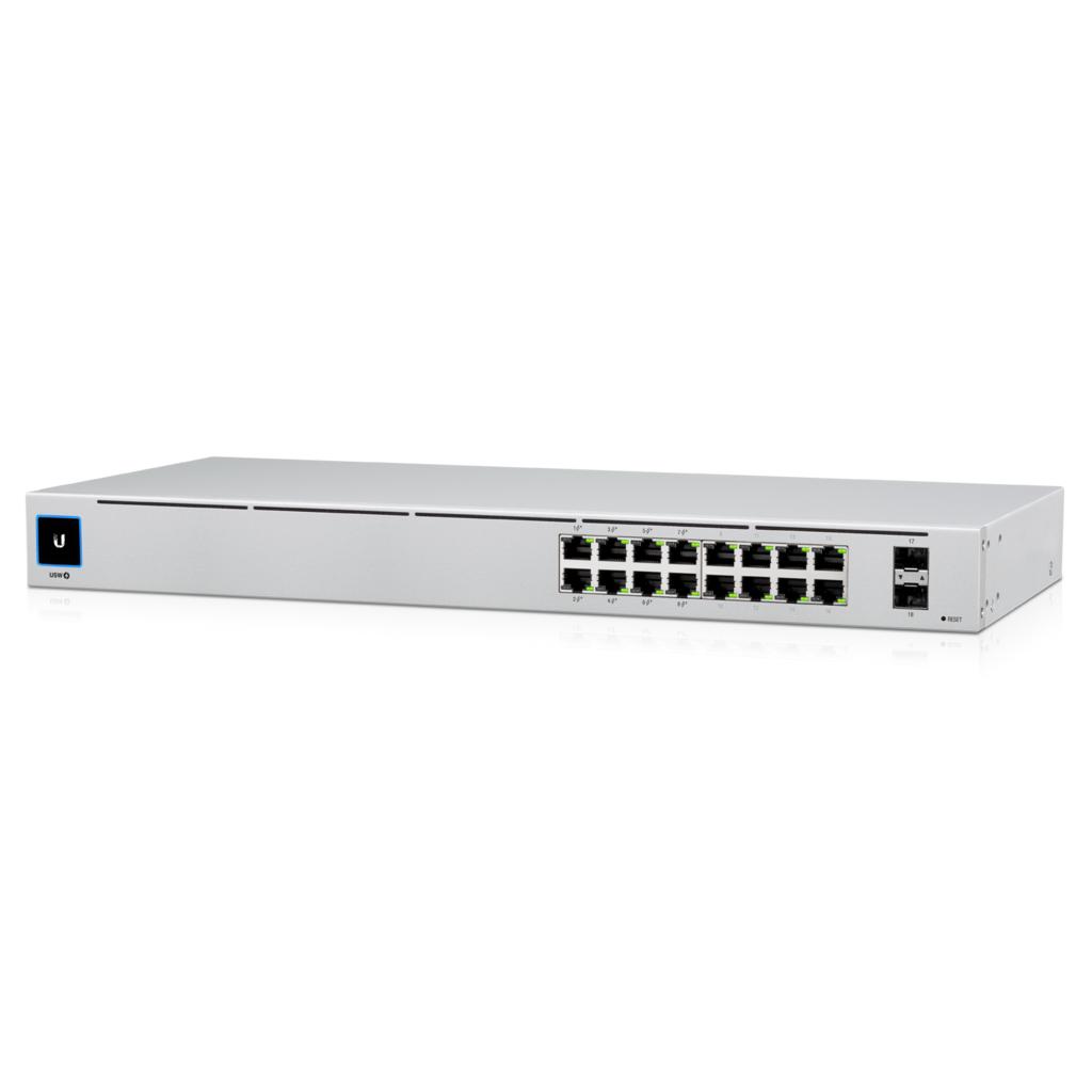 [NHU-USW-16-POE] Ubiquiti UniFi 16-port Managed Gigabit Switch - 8x PoE+ Ports, 8x Gigabit Ethernet Ports, 2x SFP , 42W, Touch Display, Fanless , GEN2,