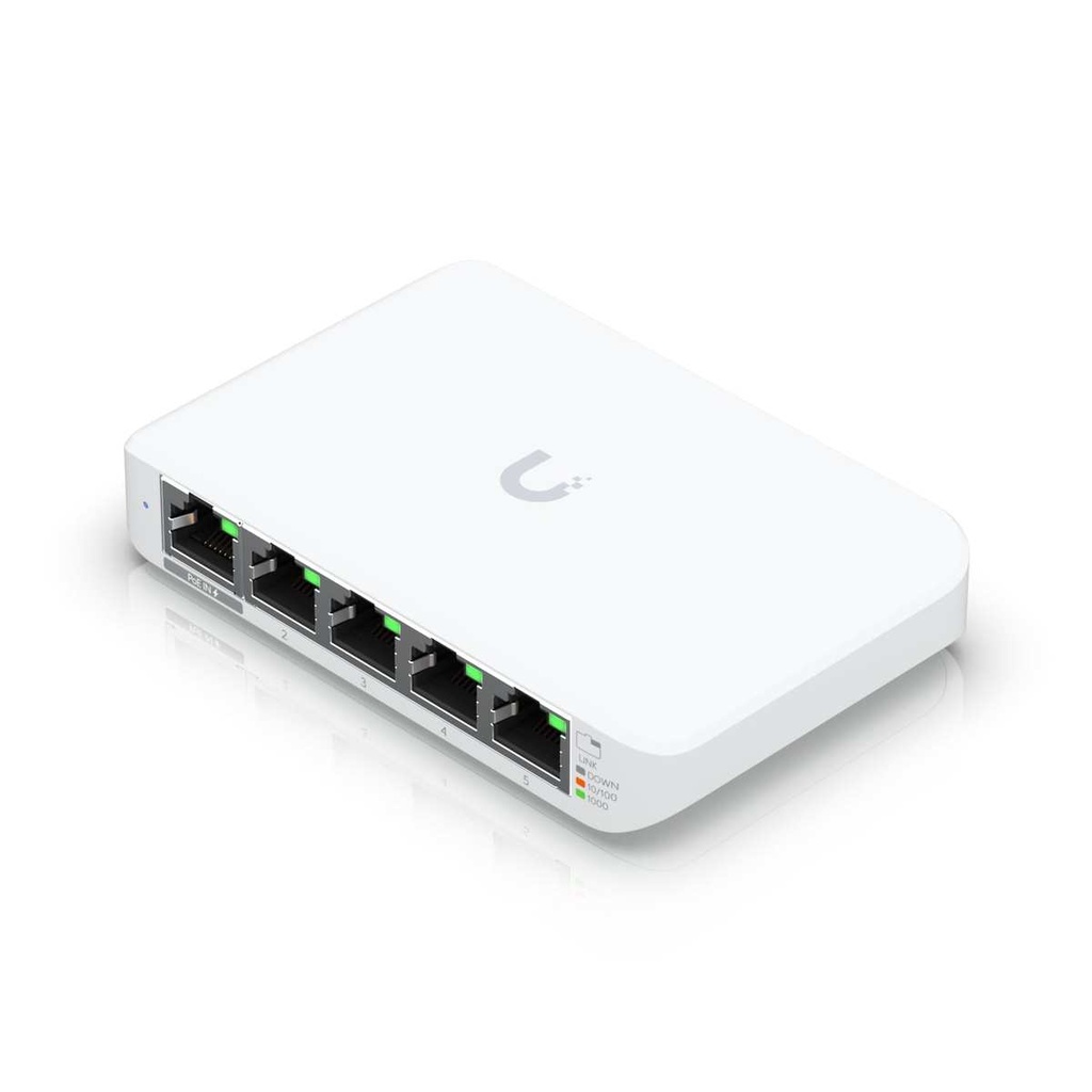 [NHU-USW-FLEX-MINI] Ubiquiti USW Flex Mini, UniFi, Layer 2 Gigabit Switch, 5x GbE RJ45 Ports, Power Via PoE (802.3af) / USB Type-C 5V 1A,