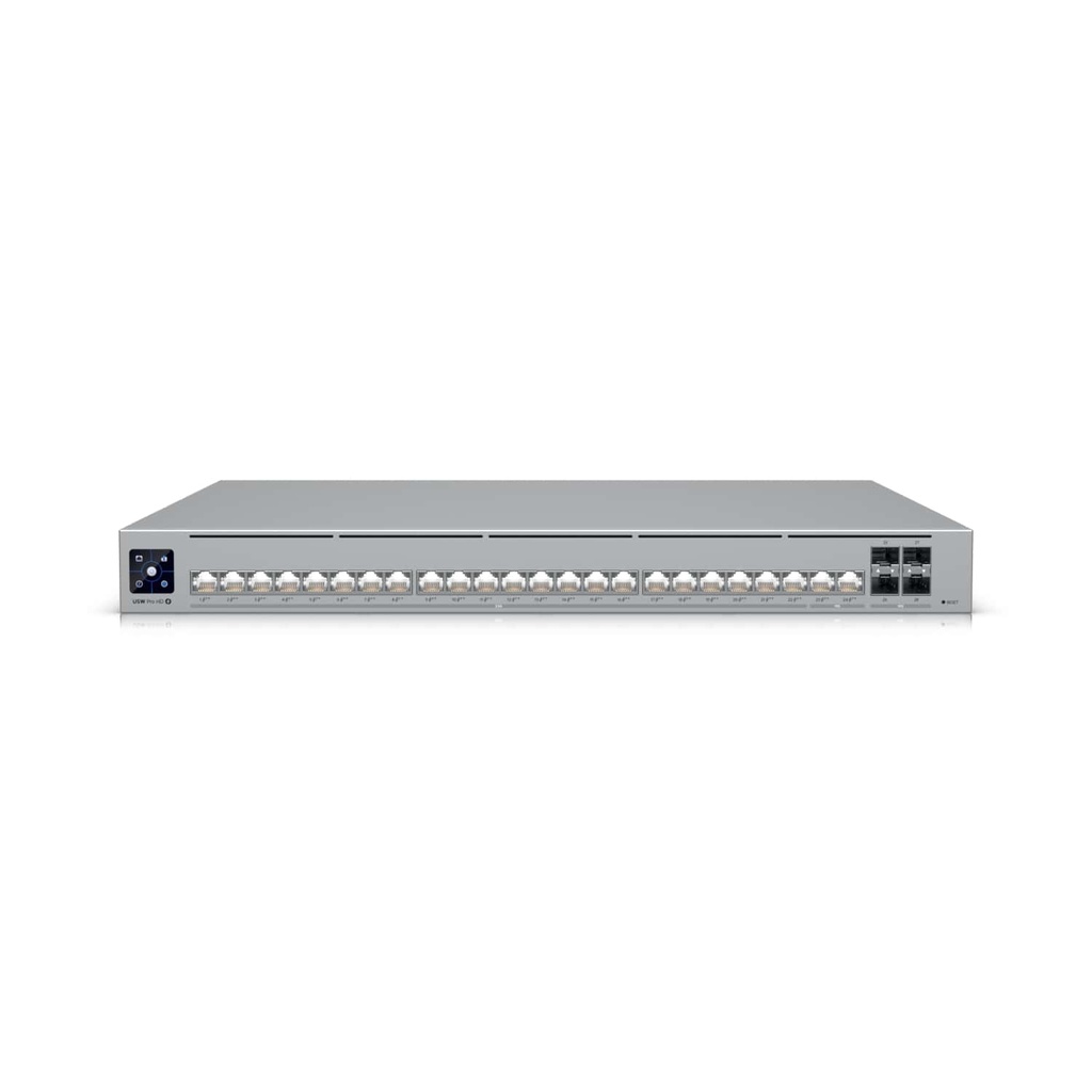 [NHU-USW-PRO-HD-24-POE] Ubiquiti Pro HD 24 PoE,Professional-grade, Layer 3 Etherlighting Switch, (2) 10 GbE PoE++, (22) 2.5 GbE PoE++, (4) 10G SFP+ Ports.