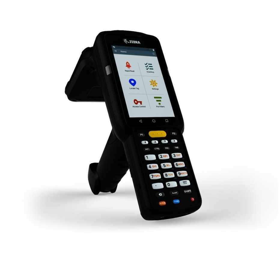 MC3330XR UHF RFID GUN CIRCULAR ANTENNA 802.11 A/B/G/N/AC SE4770 2D IMAGER 47 KEY EXTENDED CAPACITY BATTERY GMS 4GB RAM/32GB ROM