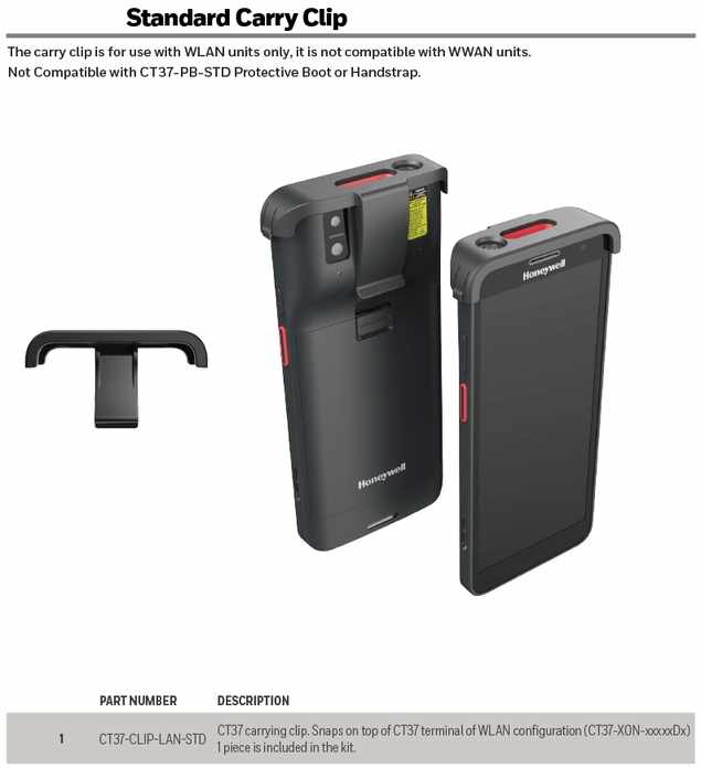 HONEYWELL CARRY CLIP CT37 WLAN 1PK