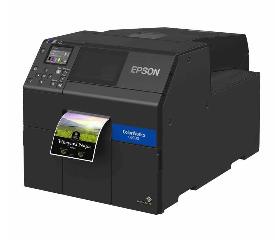 EPSON ColorWorks C6010A USB/Ethernet Inkjet Colour Label Printer (4"with Auto-Cutter) - Includes Power Cable