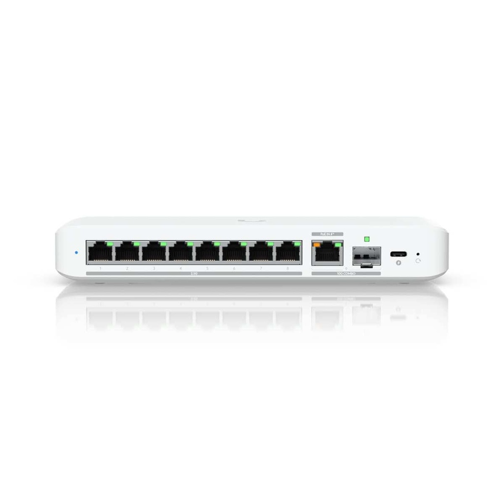 Ubiquiti Flex 2.5G, Flexible,8-port 2.5 GbE Switch,10 GbE RJ45/SFP+ Combination Uplink Port,Powered With USB-C (Included)/PoE+ adapter ( Not Included)