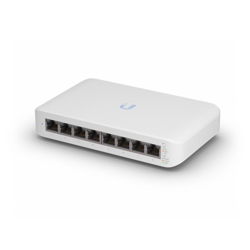 Ubiquiti UniFi Switch USW-Lite-8-POE, 4x PoE Output Ports, 52W PoE Supply, Fanless, Wall Mount Kit Included,