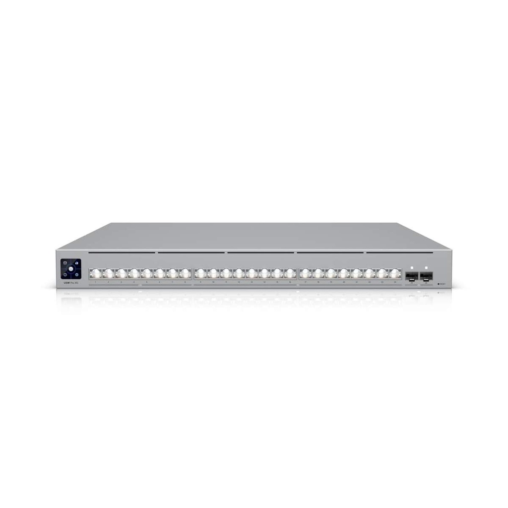 Ubiquiti  Pro XG 24, Professional-grade, 24-port Layer 3, Etherlighting Switch , (16) 10 GbE, (8) 2.5 GbE, (2) 25G SFP28 ports, DC Power Backup Ready