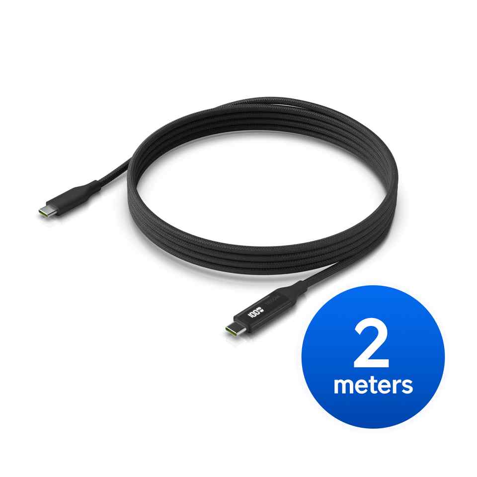 [NHU-CABLE-USB-100W-2M-BK] Ubiquiti USB-C Cable with Charge Display,Length 2M, Black, Braided Power & Data Cable With A Double-sided Charge Display,100W Max Power Output