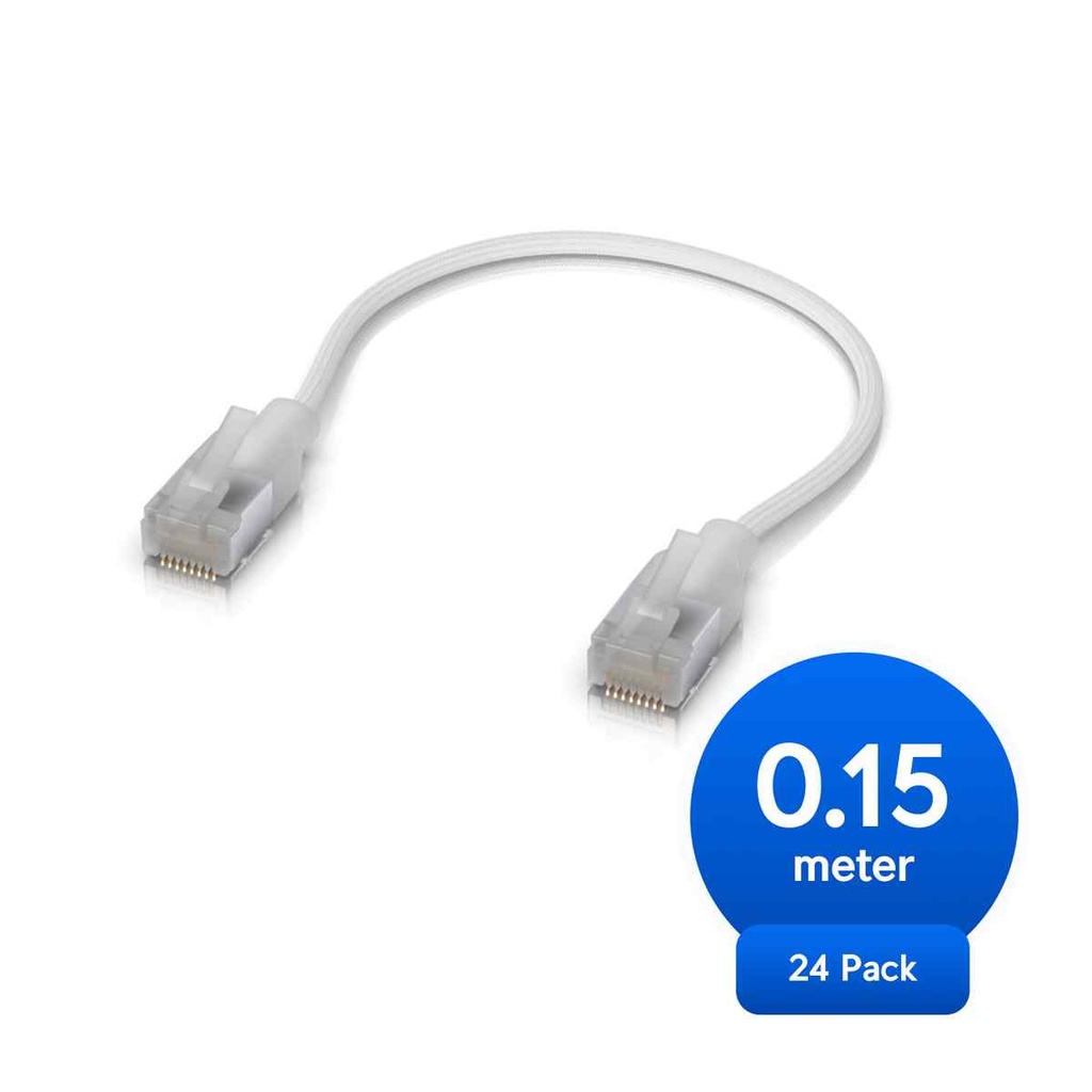 [NHU-EL-C6A-0.15M-W-24] Ubiquiti UniFi Premium Patch Cable,0.15M, 24-Pack, White, Ultra-Thin Braided Patch Cable, Designed Optimized 10GbE Networking