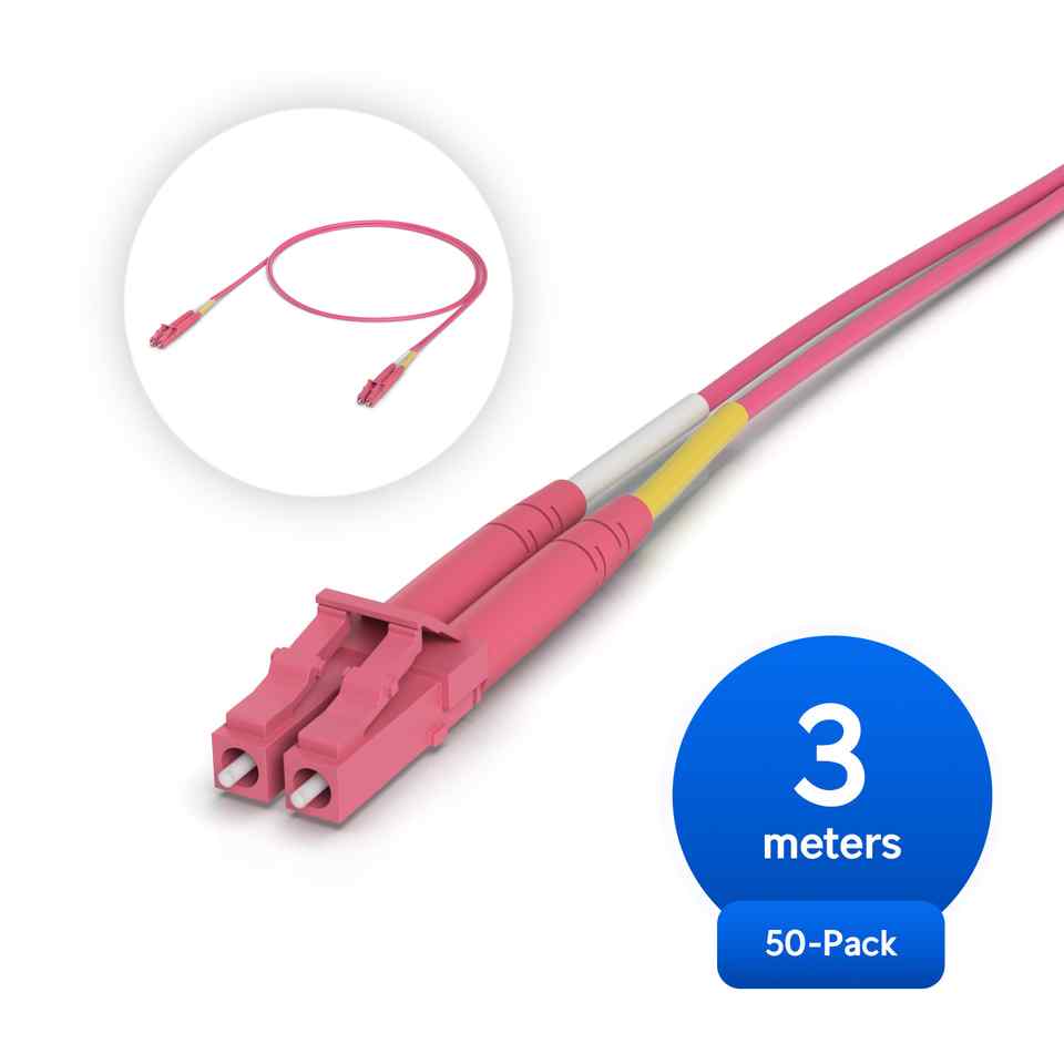 [NHU-OFC-M2-LULU-3M-50] Ubiquiti OM4 Duplex LC UPC Fiber Patch Cable, Indoor OM4 multi-mode fiber patch cable with duplex LC UPC connectors, 50 Pack