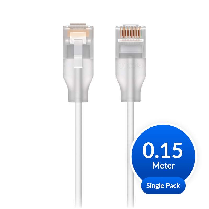 [NHU-PATCH-EL-0.15] Ubiquiti UniFi Etherlighting Patch Cable, Single Unit, Indoor, Length 0.15m, White/Translucent