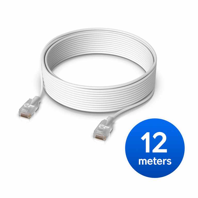 Ubiquiti UniFi Etherlighting Patch Cable, Length 12m, White, Nano-Thin Patch Cable With 10 GbE Support, Designed To Showcase EtherlightingEffects.