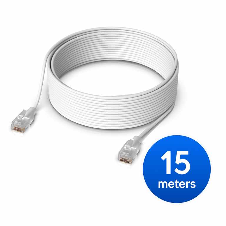 [NHU-PATCH-EL-15M-W] Ubiquiti UniFi Etherlighting Patch Cable, Length 15m, White, Nano-Thin Patch Cable With 10 GbE Support, Designed To Showcase Etherlighting Effects.
