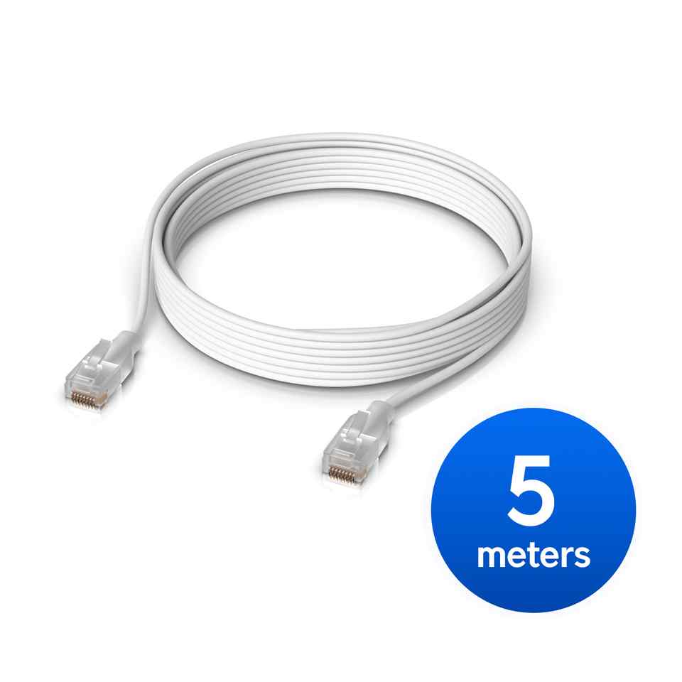 [NHU-PATCH-EL-5M-W] Ubiquiti UniFi Etherlighting Patch Cable Length 5M, Nano-thin Patch Cable With 2.5 GbE Support Designed sShow Etherlighting Effects,