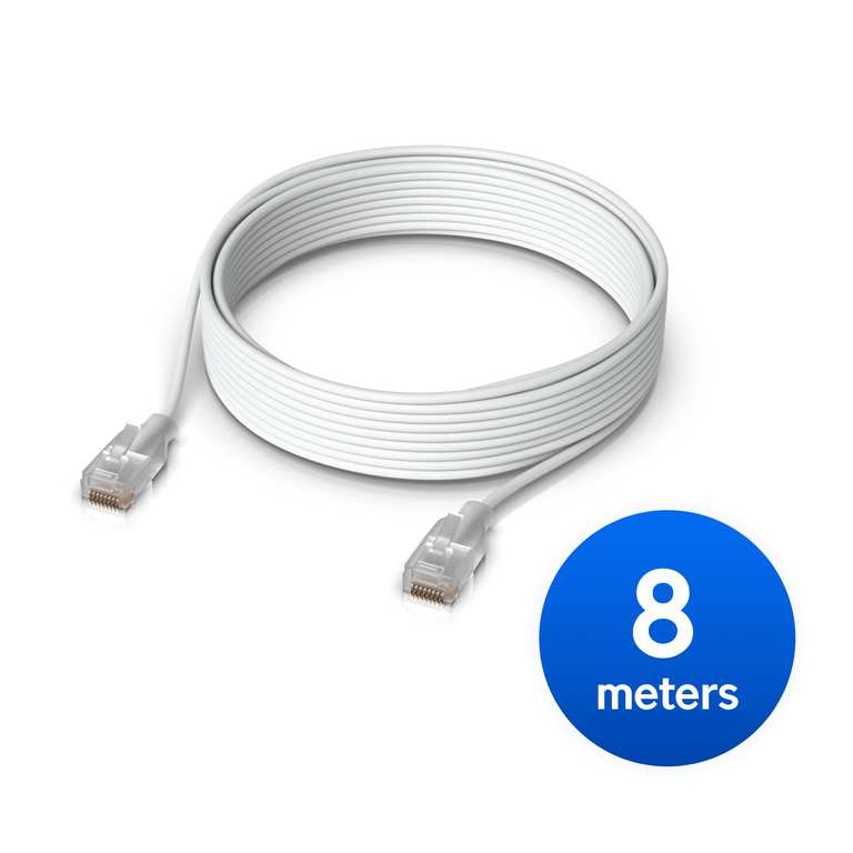 [NHU-PATCH-EL-8M-W] Ubiquiti UniFi Etherlighting Patch Cable, Length 8M, White, Nano-thin patch cable with 10 GbE support, designed to showcase Etherlighting effects.