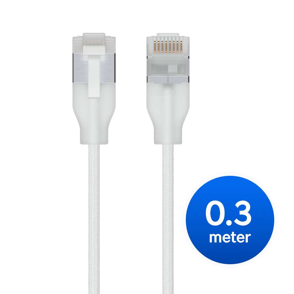Ubiquiti UniFi Premium Patch Cable,0.3M, White, Ultra-Thin Braided Patch Cable, Designed Optimized 10GbE Networking