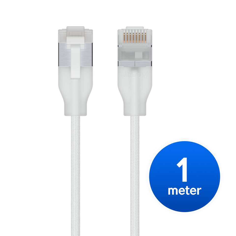 [NHU-PATCH-EL-C6A-1M-W] Ubiquiti UniFi Premium Patch Cable,1M, White, Ultra-Thin Braided Patch Cable, Designed Optimized 10 GbE Networking