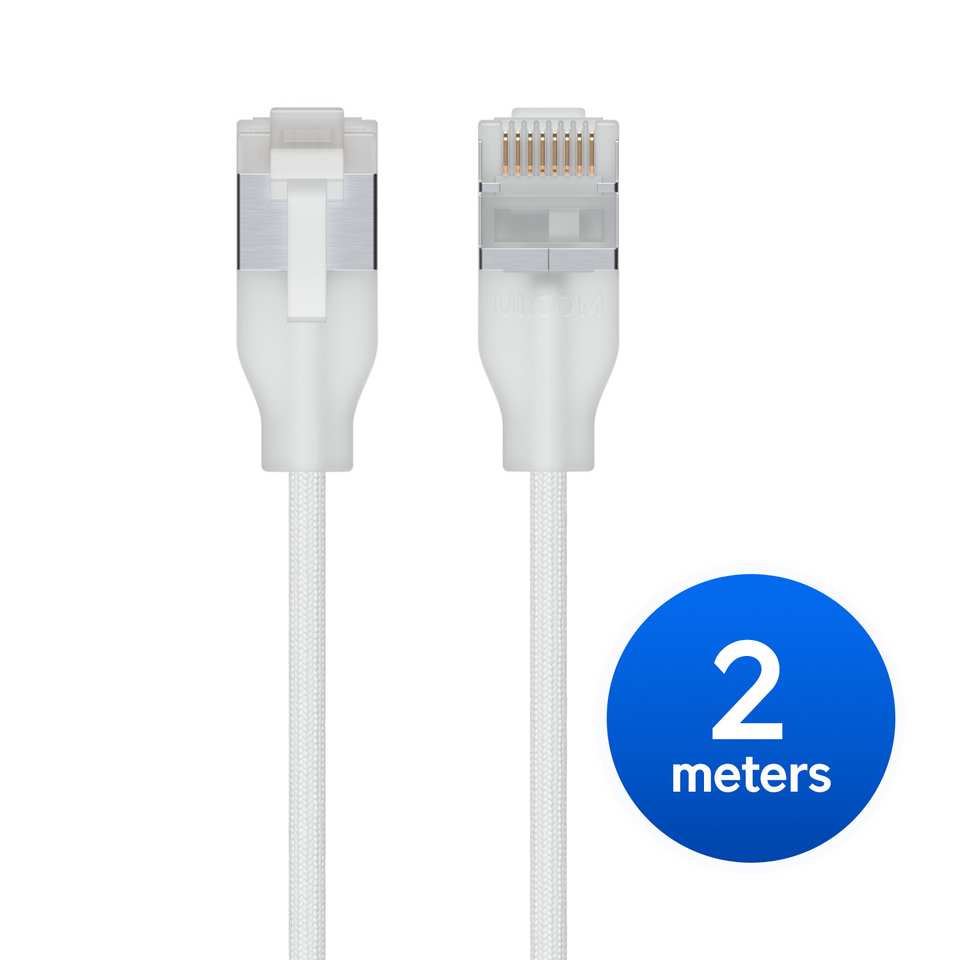 [NHU-PATCH-EL-C6A-2M-W] Ubiquiti UniFi Premium Patch Cable,2M, White, Ultra-Thin Braided Patch Cable, Designed Optimized 10 GbE Networking