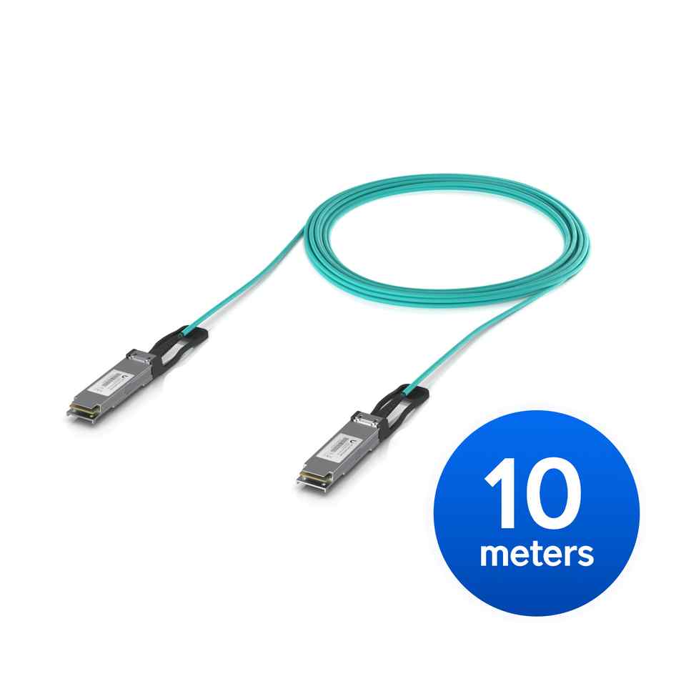 [NHU-UACC-AOC-QSFP28-10M] Ubiquiti  100G Long-Range Direct Attach Cable, 10M, Long-Range QSFP28 Direct Attach Cable With 100 Gbps Max Data Rate.