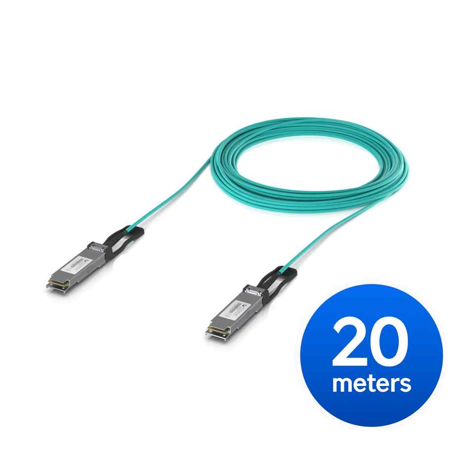 [NHU-UACC-AOC-QSFP28-20M] Ubiquiti  100G Long-Range Direct Attach Cable,20M, Long-Range QSFP28 Direct Attach Cable With 100 Gbps Max Data Rate.