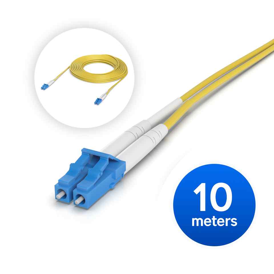 [NHU-UACC-OFC-S2-LULU-10M] Ubiquiti OS2 Duplex LC UPC Fiber Patch Cable, Length 10M, Lightweight Fiber Patch Cable For Up To 100G Connections,