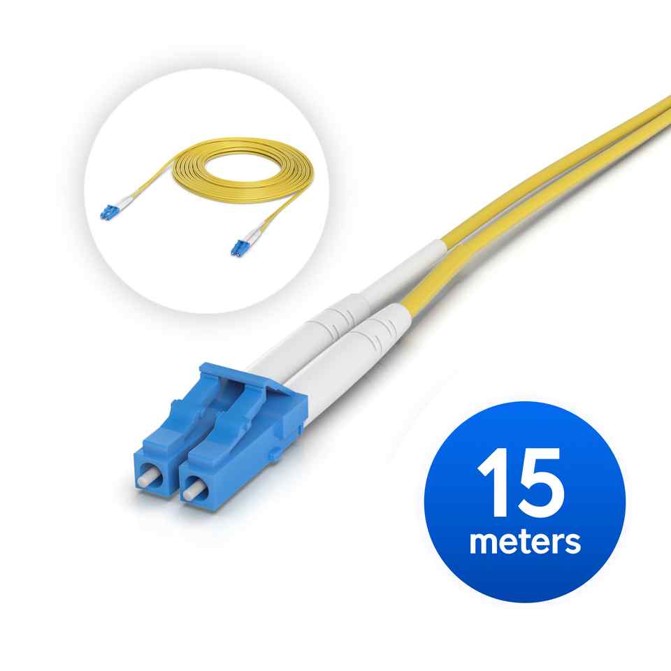 [NHU-UACC-OFC-S2-LULU-15M] Ubiquiti OS2 Duplex LC UPC Fiber Patch Cable, Length 15M, Lightweight Fiber Patch Cable For Up To 100G Connections,