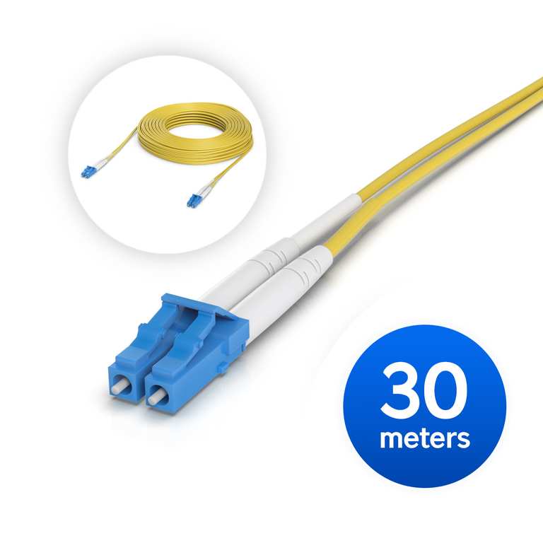 [NHU-UACC-OFC-S2-LULU-30M] Ubiquiti OS2 Duplex LC UPC Fiber Patch Cable, Length 30M, Lightweight Fiber Patch Cable For Up To 100G Connections,
