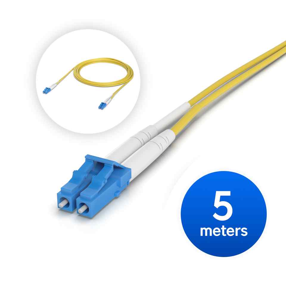 Ubiquiti OS2 Duplex LC UPC Fiber Patch Cable, Length 5M, Lightweight Fiber Patch Cable For Up To 100G Connections,