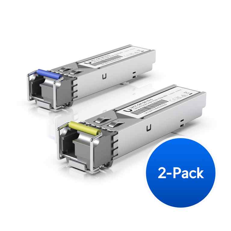 [NHU-UACC-OM-SM-1G-S] Ubiquiti UFiber1 Gbps Bidirectional Single-Mode SFP Module, 2-Pack, Up 3km Distance, Simplex LC Connector, No Fiber Cable