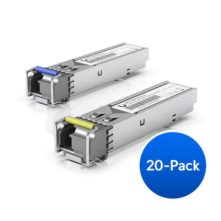 [NHU-UACC-OM-SM-1GS20] Ubiquiti UFiber1 Gbps Bidirectional Single-Mode SFP Module, 20-Pack, Up 3km Distance,Simplex LC Connector, Fiber Cable Not Include
