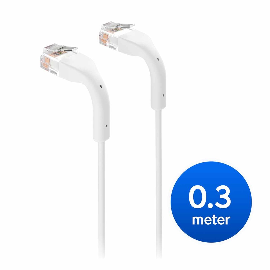 [NHU-UC-PATCH-0.3M] Ubiquiti UniFi Patch Cable, Length 0.3m, White, Ultra-Thin Patch Cable With GbE Support And Flexible, Bendable Boots For Enhanced Installati.