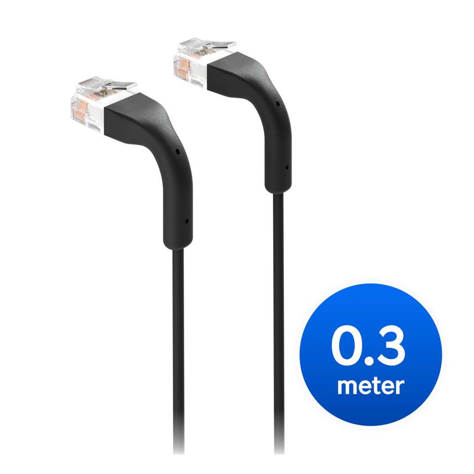 [NHU-UC-PATCH-0.3M-BK] Ubiquiti UniFi Patch Cable, Length 0.3m, Black, Ultra-Thin Patch Cable With GbE Support And Flexible, Bendable Boots Enhanced Installation Versatility
