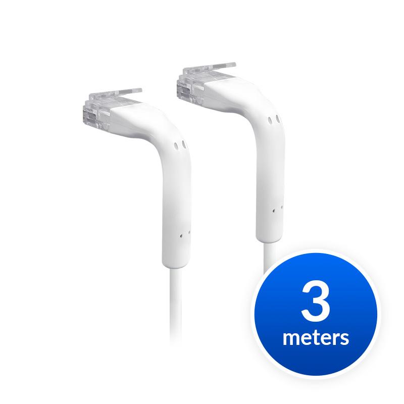 [NHU-UC-PATCH-3M-RJ45] Ubiquiti UniFi Patch Cable Single Unit, 3m, White, End Bendable to 90 Degree, RJ45 Ethernet Cable, Cat6, Ultra-Thin 3mm Diameter