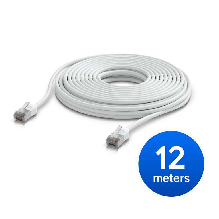 [NHU-U-C-P-O-C6A-12M-W] Ubiquiti UniFi Premium Patch Cable Outdoor, 12M, White, Ultra-thin, Rugged, Shielded Patch, Designed &Optimized, For 10 GbE Networking