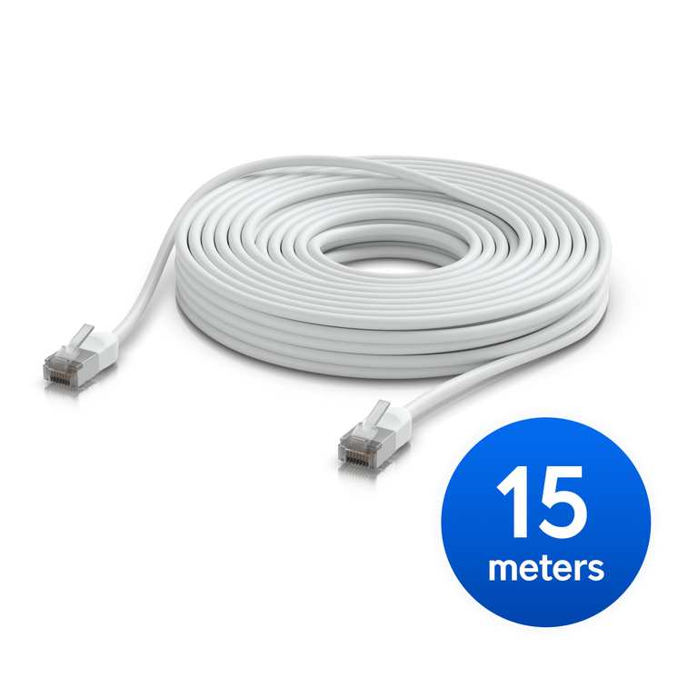 [NHU-U-C-P-O-C6A-15M-W] Ubiquiti UniFi Premium Patch Cable Outdoor, 15M, White, Ultra-thin, Rugged, Shielded Patch, Designed &Optimized, For 10 GbE Networking