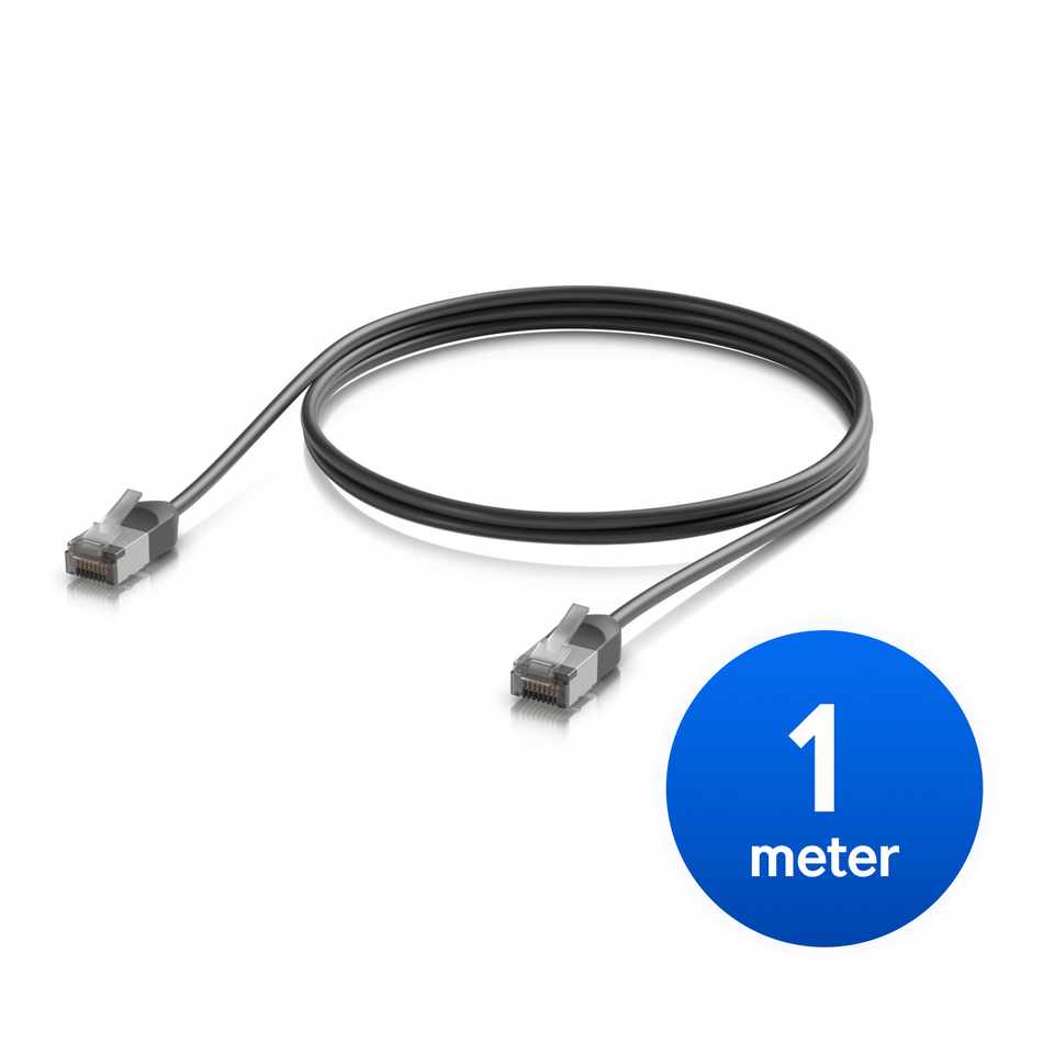 Ubiquiti UniFi Premium Patch Cable Outdoor, 1M, Black, Ultra-Thin, Rugged, Shielded Patch, Optimize, Perform Harshest Environments ,10 GbE networking.
