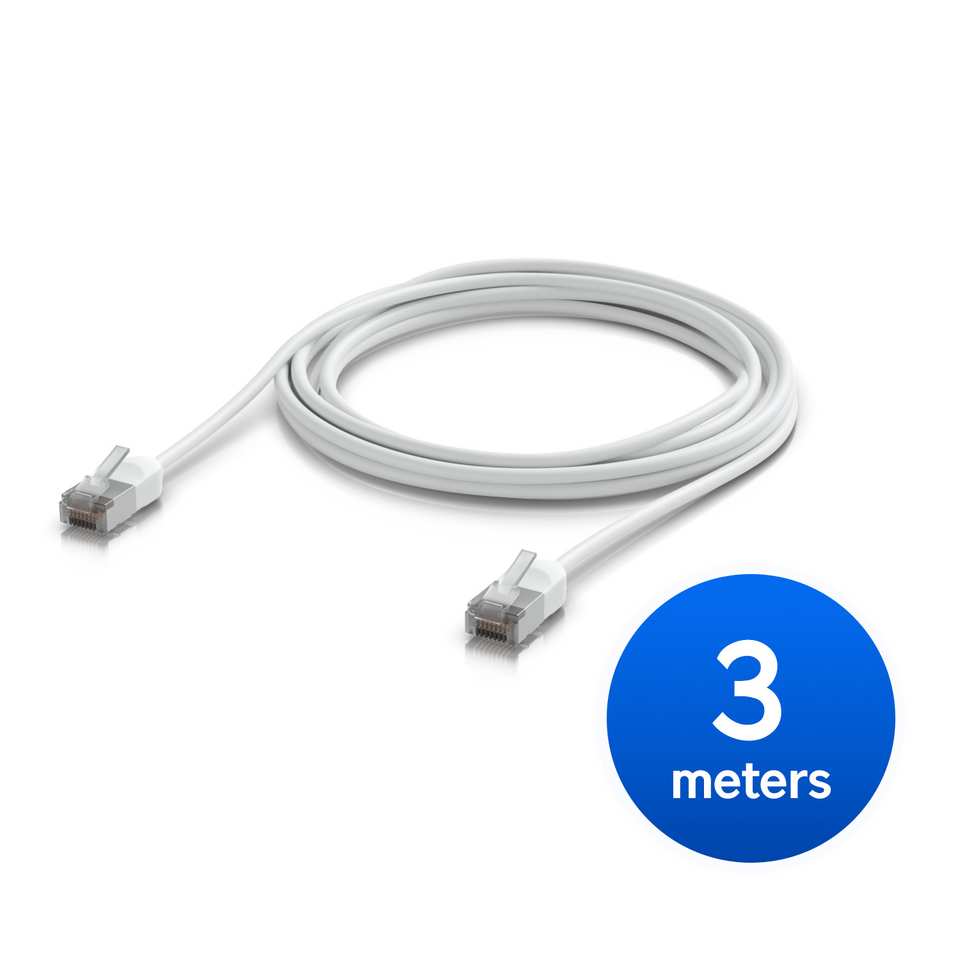 Ubiquiti UniFi Premium Patch Cable Outdoor, 3M, White, Ultra-thin, Rugged, Shielded Patch, Designed &Optimized, For 10 GbE Networking,