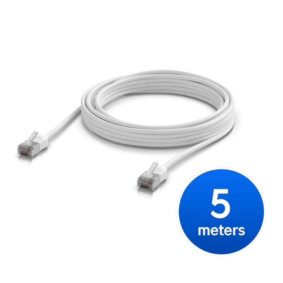 [NHU-U-C-P-O-C6A-5M-W] Ubiquiti UniFi Premium Patch Cable Outdoor, 5M, White, Ultra-thin, Rugged, Shielded Patch, Designed &Optimized, For 10 GbE Networking,