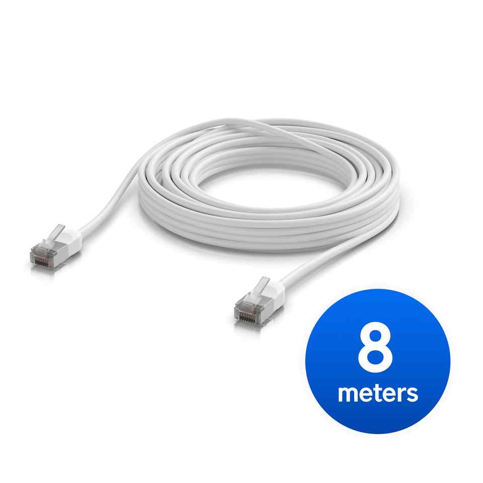 [NHU-U-C-P-O-C6A-8M-W] Ubiquiti UniFi Premium Patch Cable Outdoor, 8M, White,  Ultra-thin, Rugged, Shielded Patch, Designed &Optimized, For 10 GbE Networking.