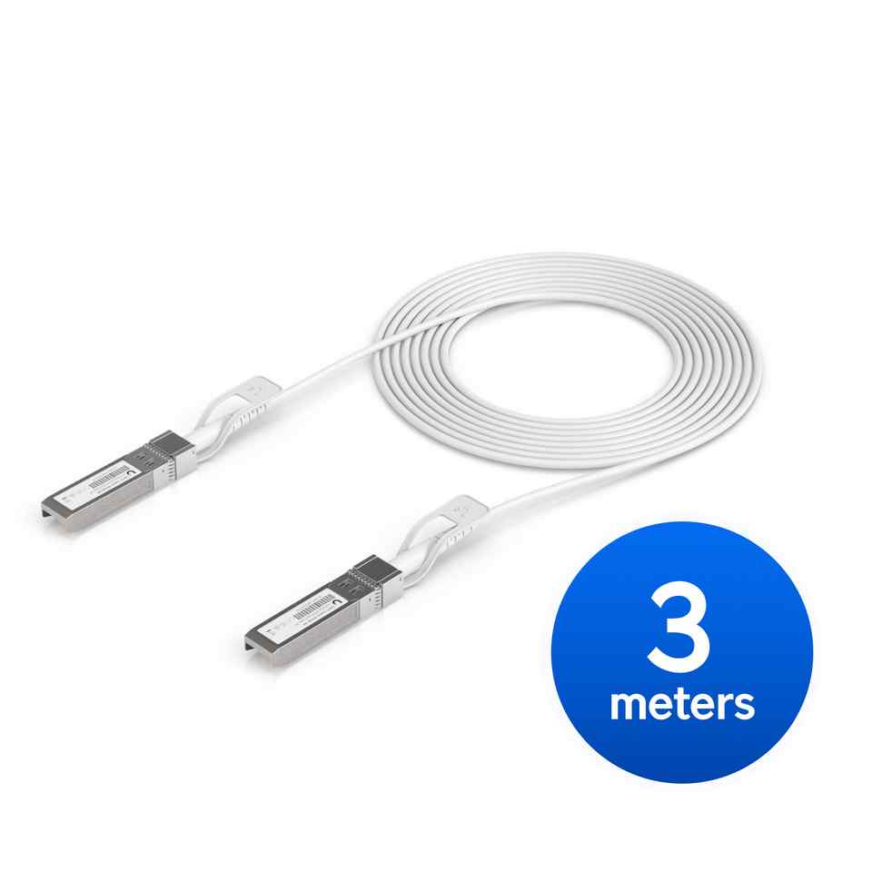 [NHU-UPLK-SFP28-3M] Ubiquiti Uplink Cable Direct Attach Cable, 3M,Auto Link Optimization For Seamless 1G SFP,10G SFP+, 25G SFP28 Intercon Between UniF Items