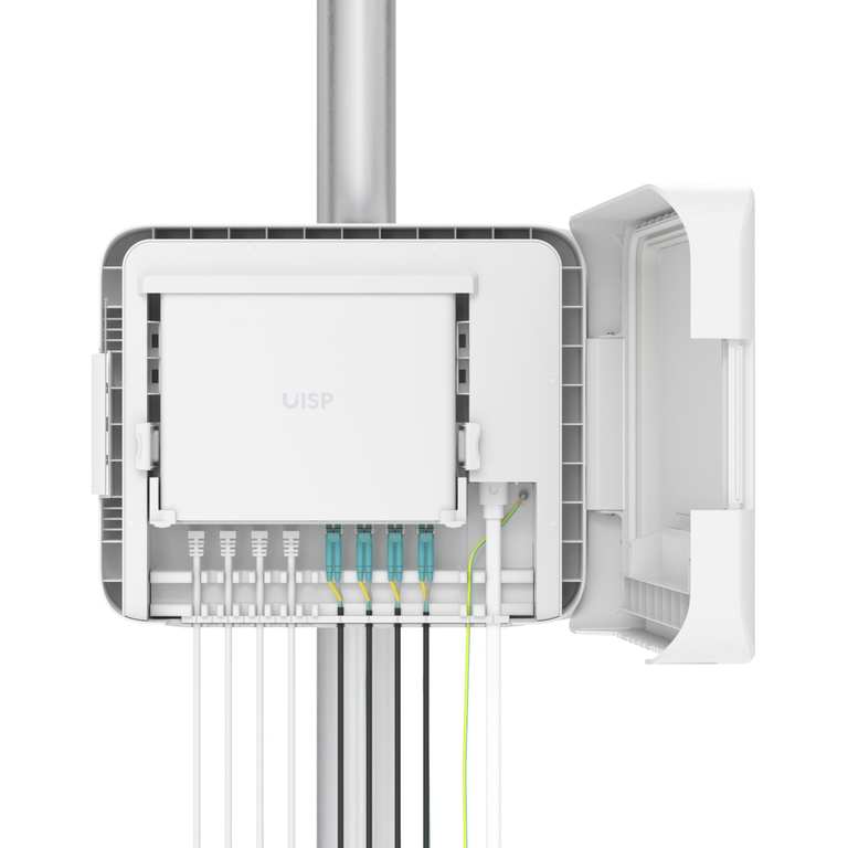 Ubiquiti UISP Box Plus, IPX6-rated Water Resistance, Enclosure for UISP Switch Plus, Pole /Wall-mount, Includes Fiber Strain Relief Kit,