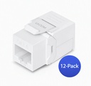Ubiquiti Cat6 Keystone Jack, 12-Pack, White, Toolless Keystone For Terminating A Cat6 Ethernet Jack Without The Use Of A Punch-Down Or Crimping Tool