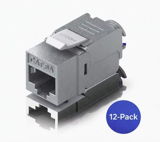 Ubiquiti Cat6A Toolless Keystone Jack, 12-Pack, For Terminating Cat6A Ethernet Jack Without The Use Of Punch-down/ Crimping Tool