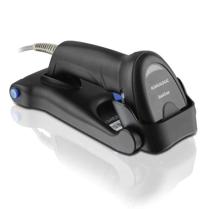 Datalogic Scanner Kit, QuickScan QD2220, 1D Linear Imager, USB, Black (includes scanner, USB cable 90A052065 and stand STD-QW25-BK)
