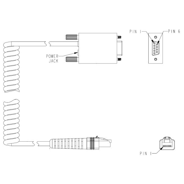 Datalogic Cable, RS232 Power, 9 Pin, Female, Coiled, 8ft