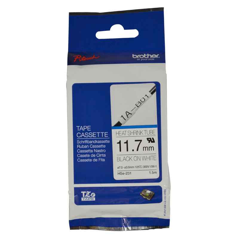 BROTHER HEAT SHRINK TUBE 11.7MM BLACK ON WHITE