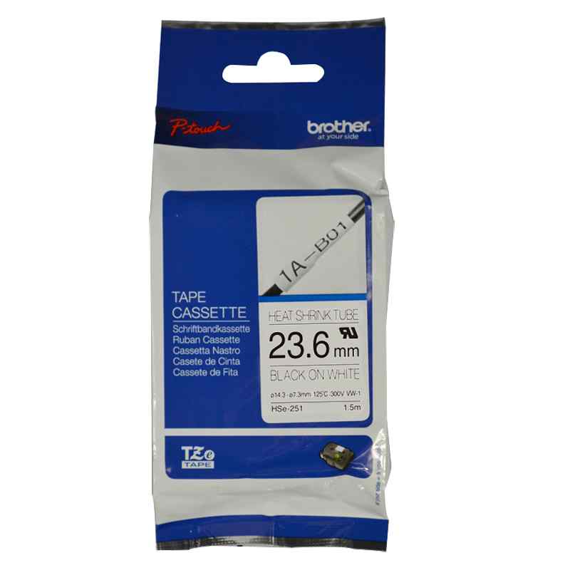 BROTHER HEAT SHRINK TUBE 23.6MM BLACK ON WHITE