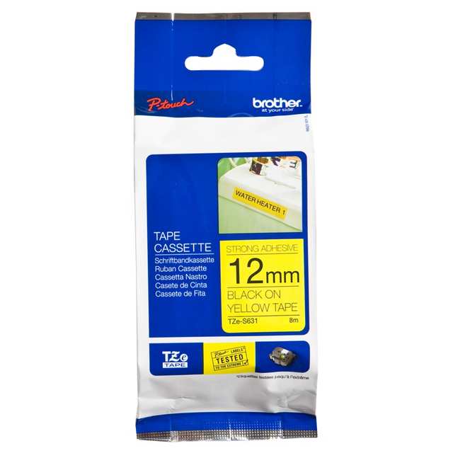 BROTHER TZE TAPE 12MM BLACK ON YELLOW STRONG