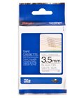 BROTHER TZE TAPE 3.5MM BLACK ON WHI NON LAMINATED