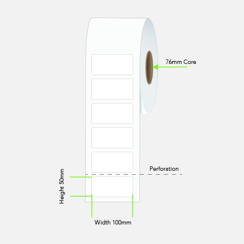 LABEL PLAIN PERM 100X50 1ACS 2500/R 76MM CRE
